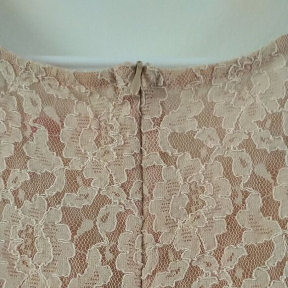 Cute Y2K Midi/ Mini Dress Lace & Chiffon Champagne Peach A-line Dress Barbiecore - Picture 10 of 16